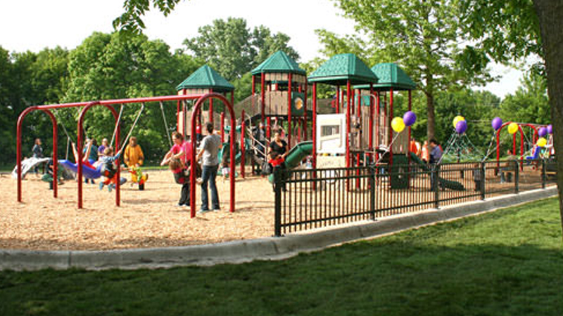 Playground With Swings and Slides