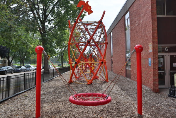 Red Berliner Rope Play Equipment at Yinghua Academy in Minneapolis, MN