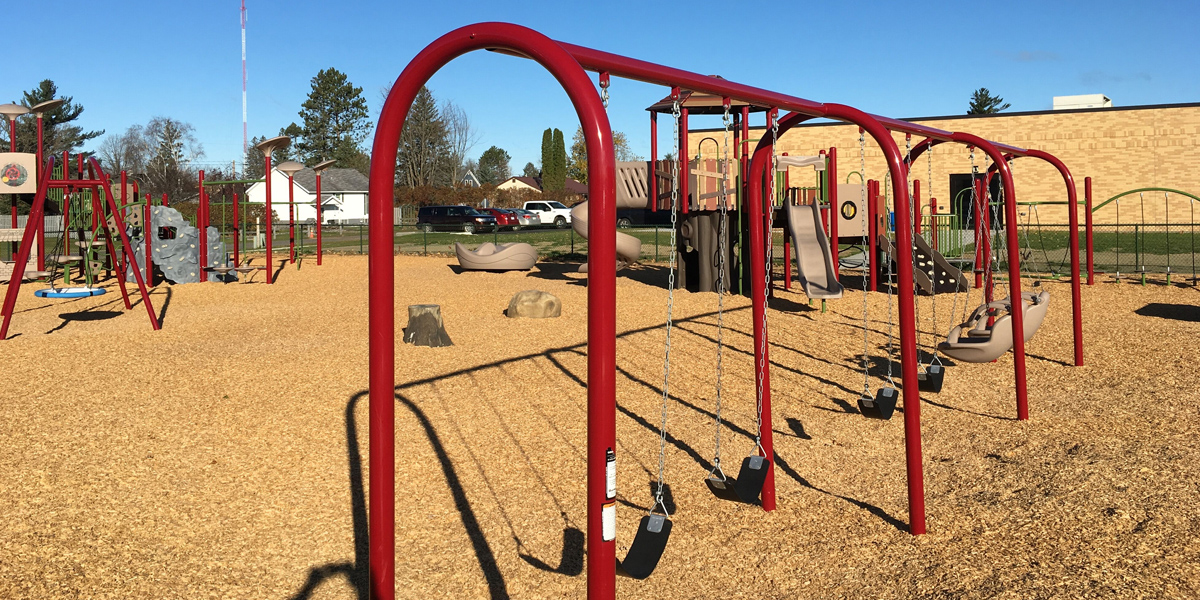 Red Metal Framed Set of Swings