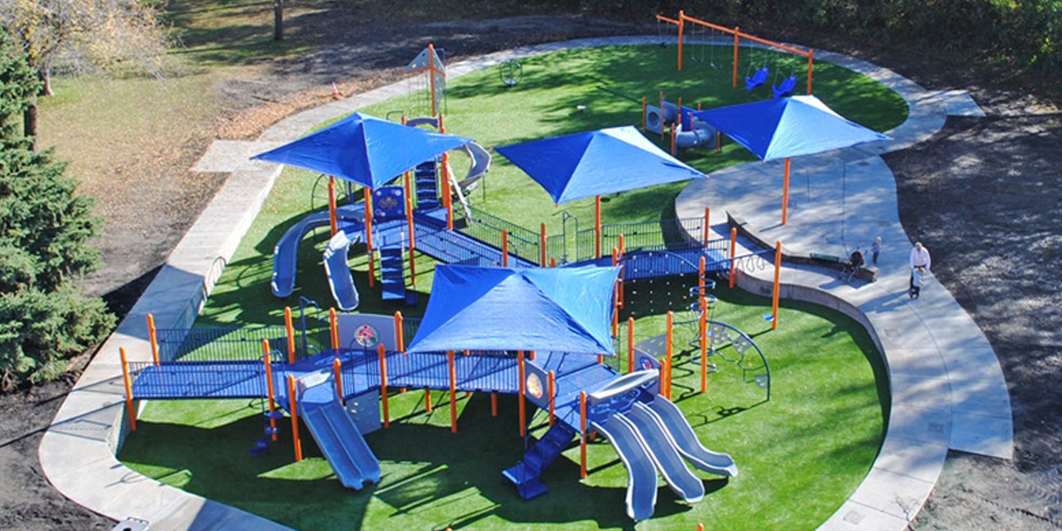 Bright Blue Sun Shade Over Playground