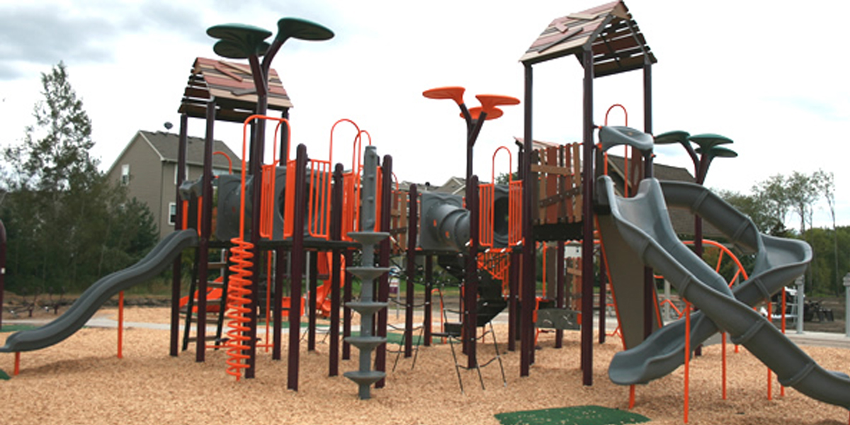 Large Playground Over Wood Chips