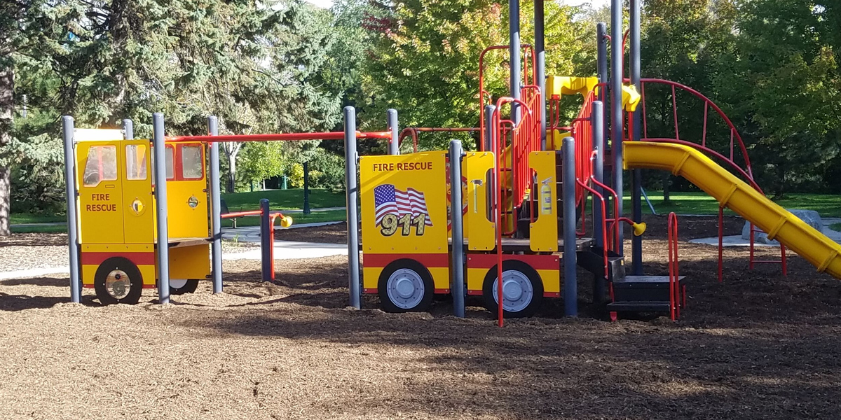 Minnesota Fire Truck Themed Playground at Liberty Park in Marshall, MN