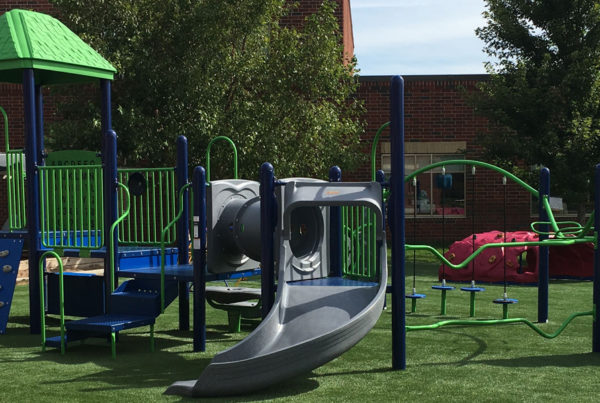 Playground at St. Ambrose School in Woodbury, MN Featuring Artificial Grass Turf